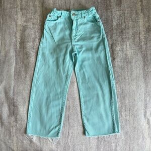 Zara Aqua Blue High-Waisted Kids Jeans, Size 9
